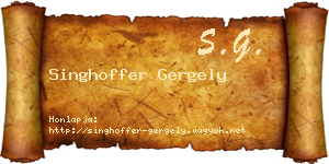 Singhoffer Gergely névjegykártya